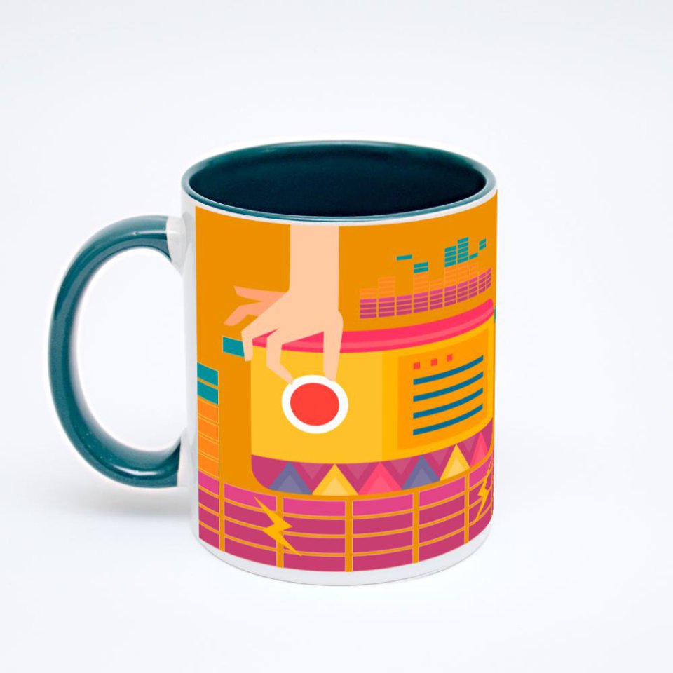 Зелёная кружка с фотопечатью