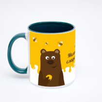 Зелёная кружка с фотопечатью