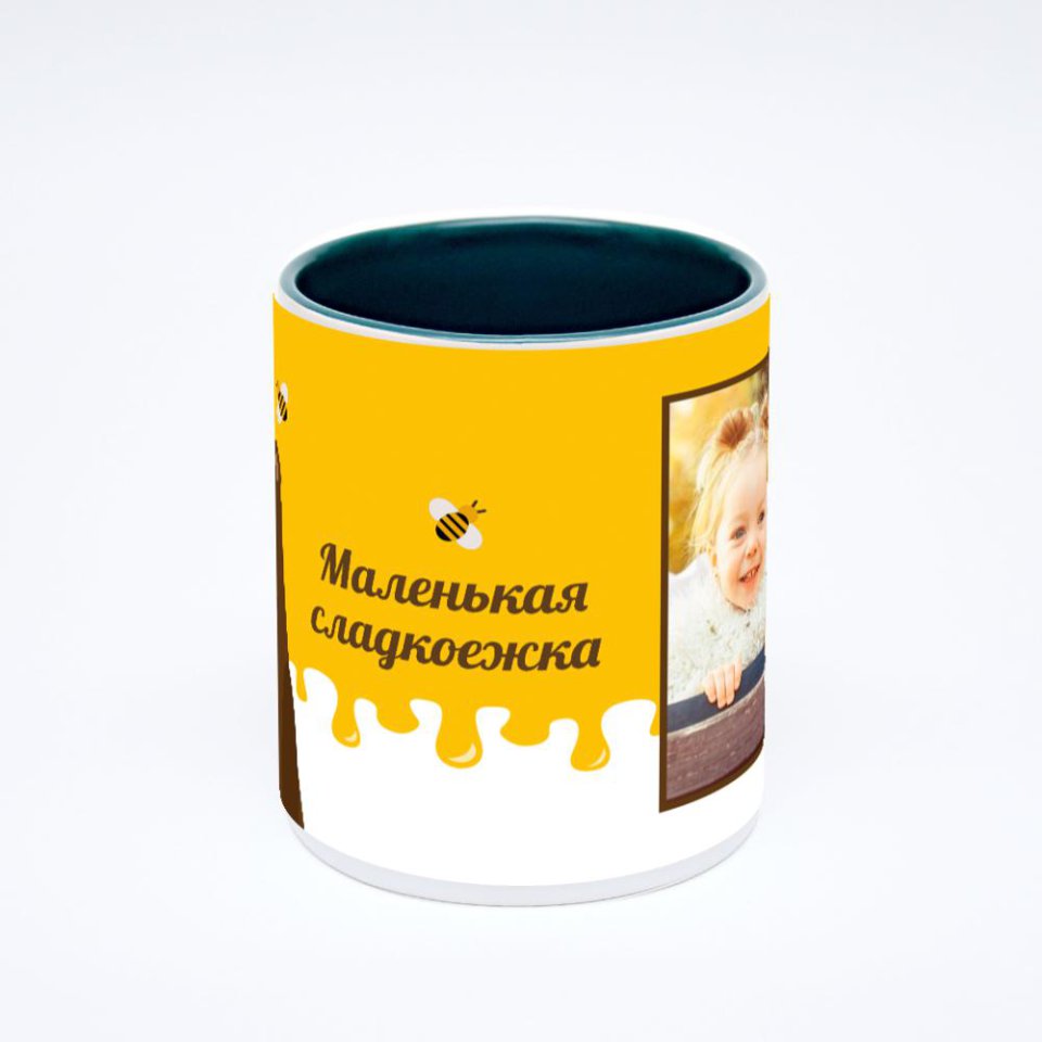 Зелёная кружка с фотопечатью