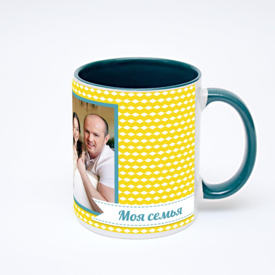 Зелёная кружка с фотопечатью
