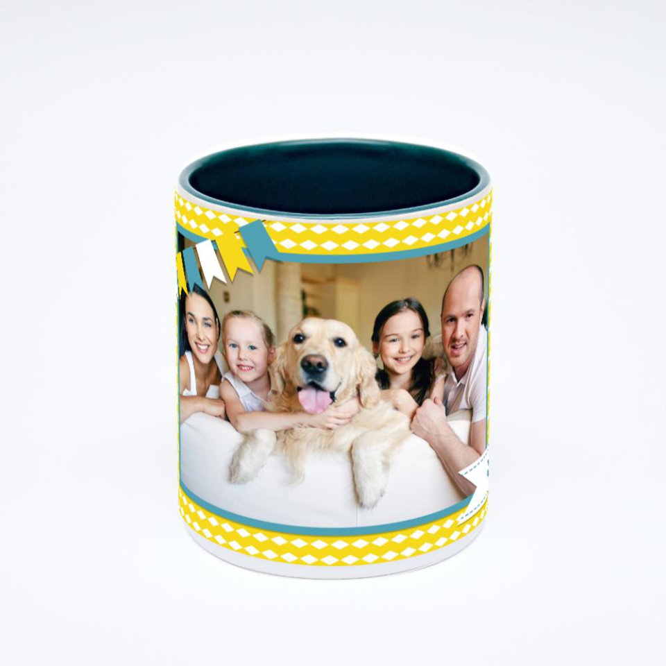 Зелёная кружка с фотопечатью