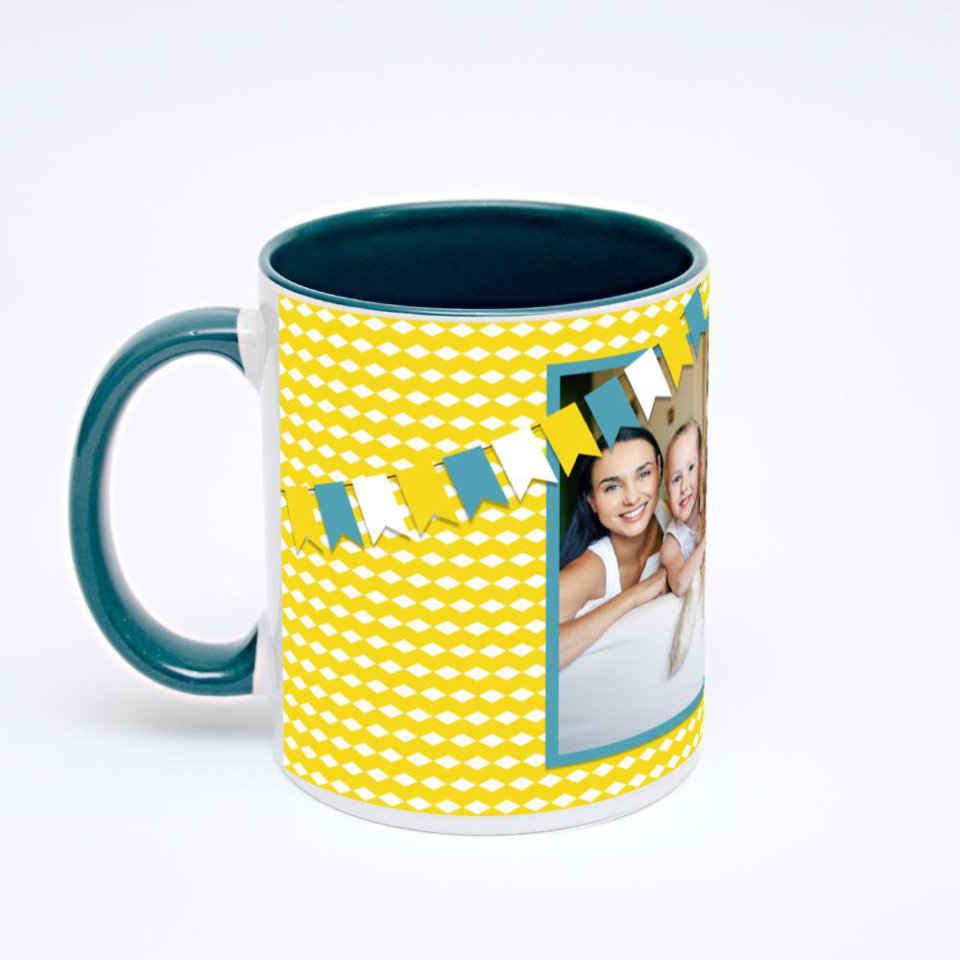 Зелёная кружка с фотопечатью