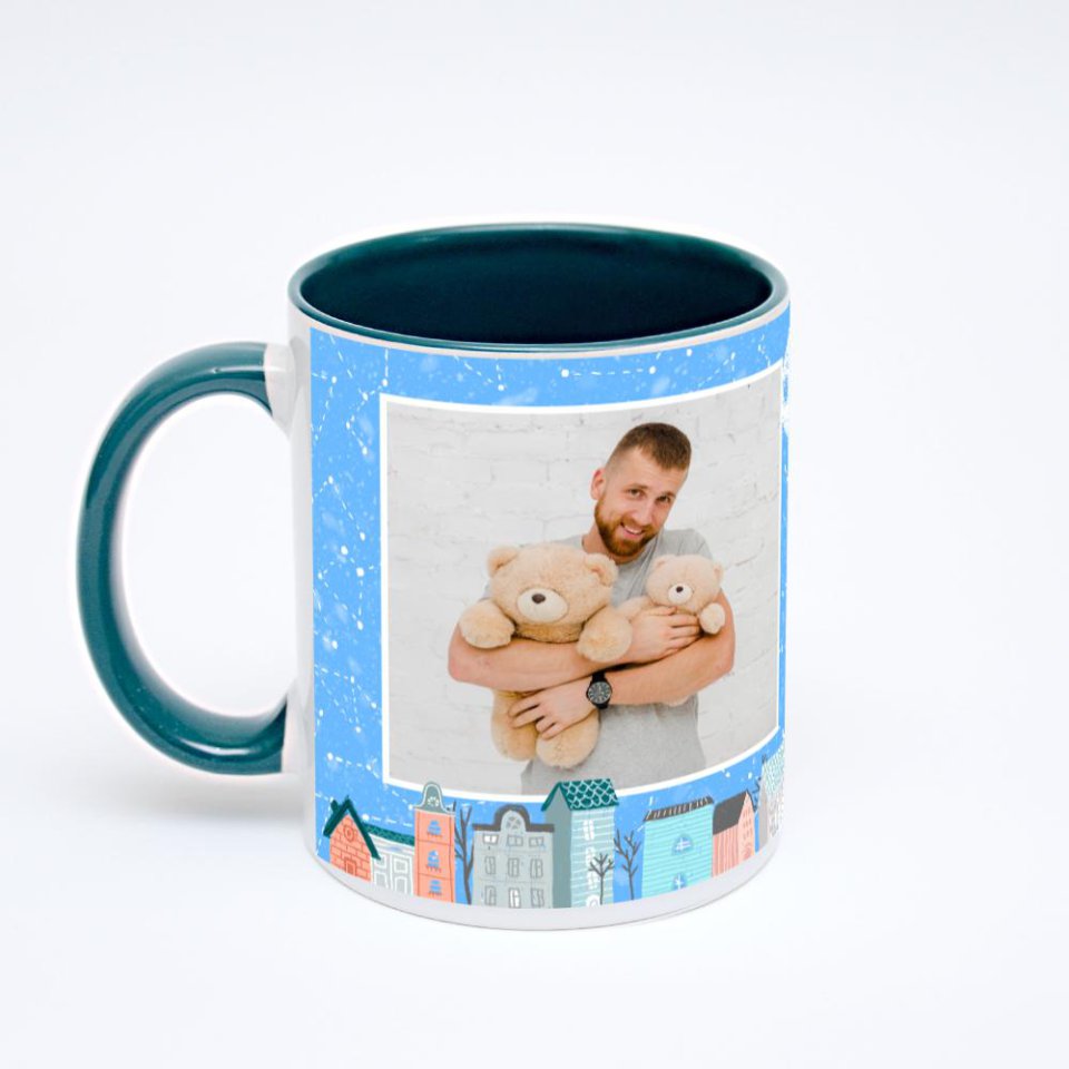 Зелёная кружка с фотопечатью