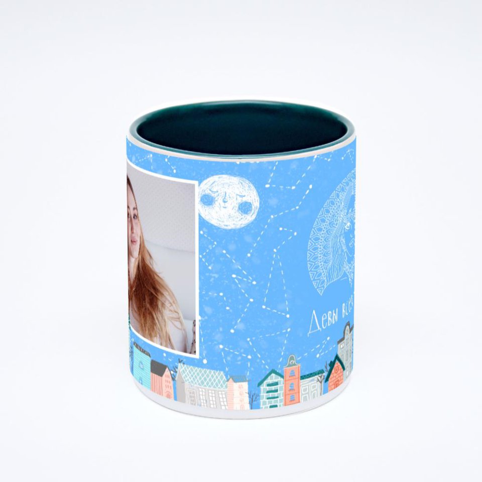 Зелёная кружка с фотопечатью