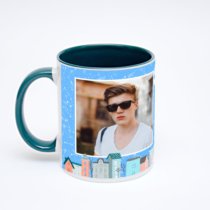 Зелёная кружка с фотопечатью