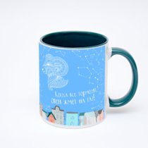 Зелёная кружка с фотопечатью