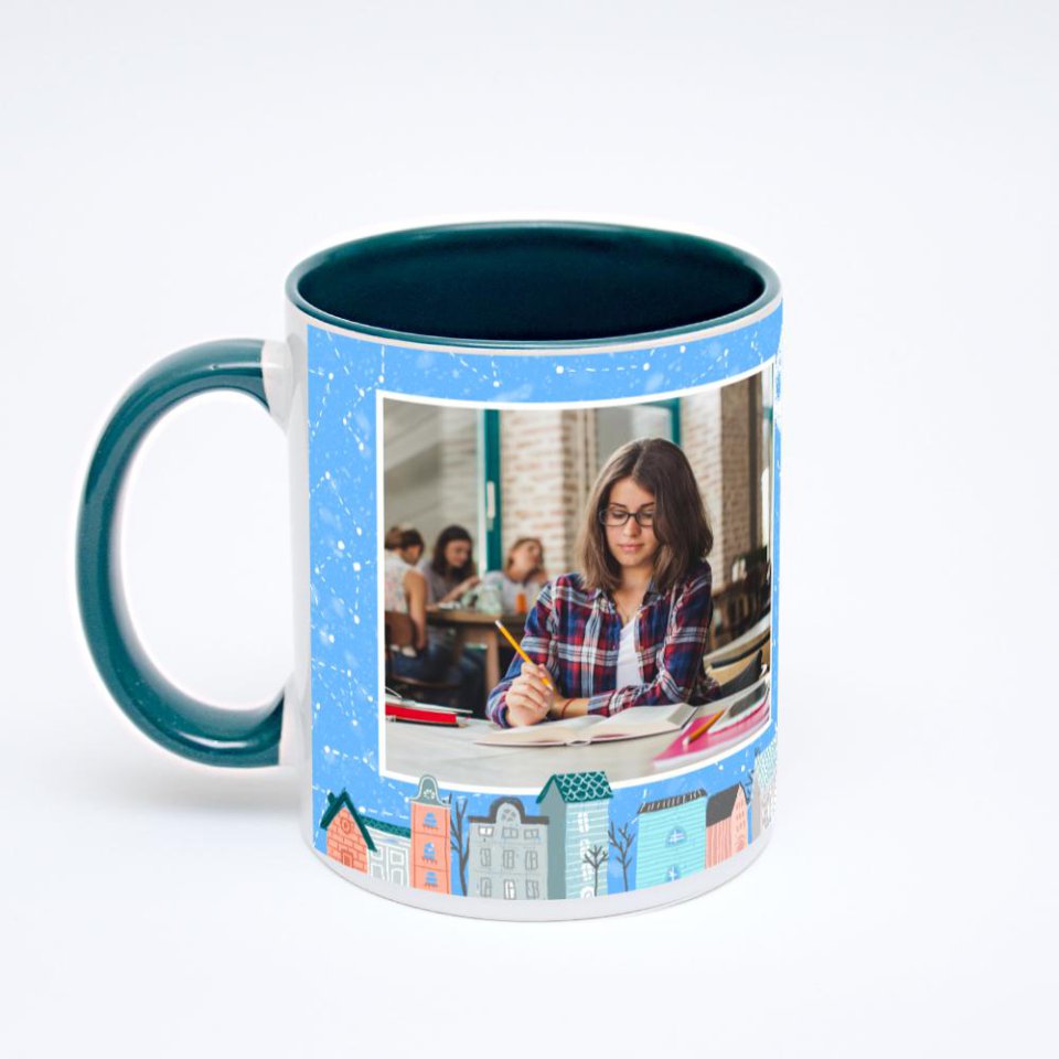 Зелёная кружка с фотопечатью