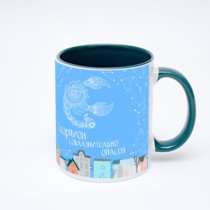 Зелёная кружка с фотопечатью