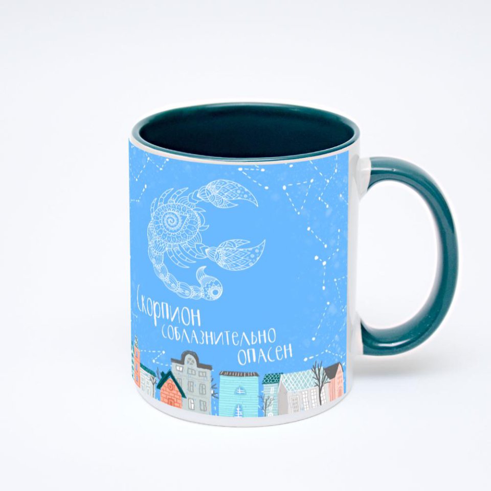 Зелёная кружка с фотопечатью