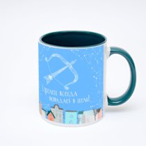 Зелёная кружка с фотопечатью