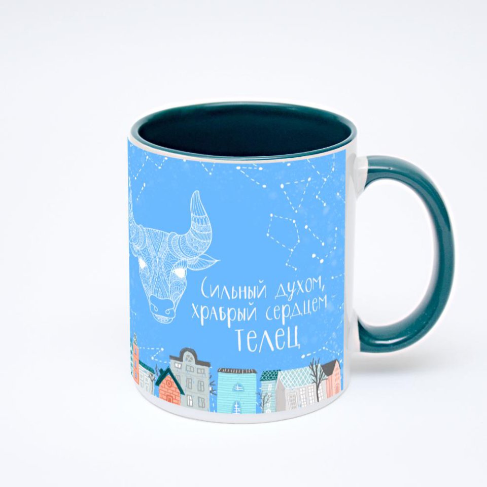 Зелёная кружка с фотопечатью