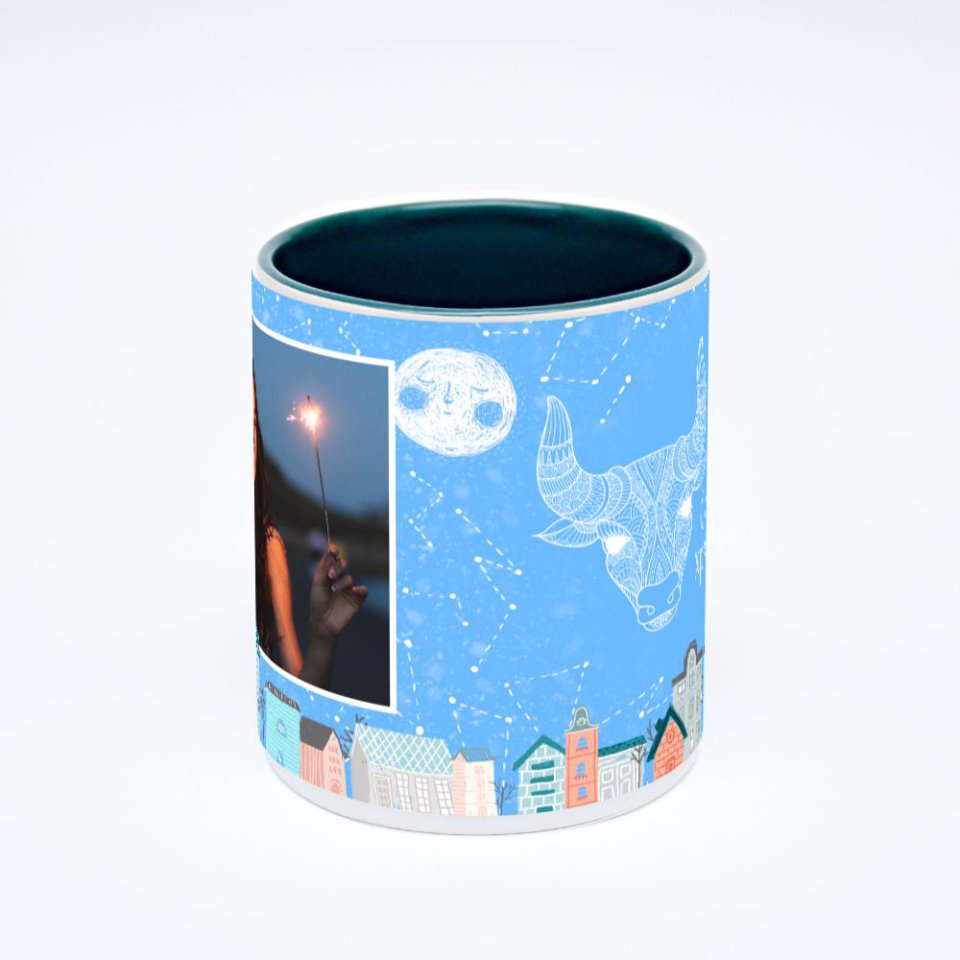 Зелёная кружка с фотопечатью