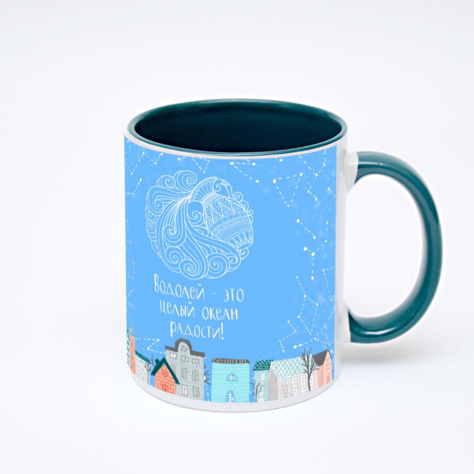 Зелёная кружка с фотопечатью