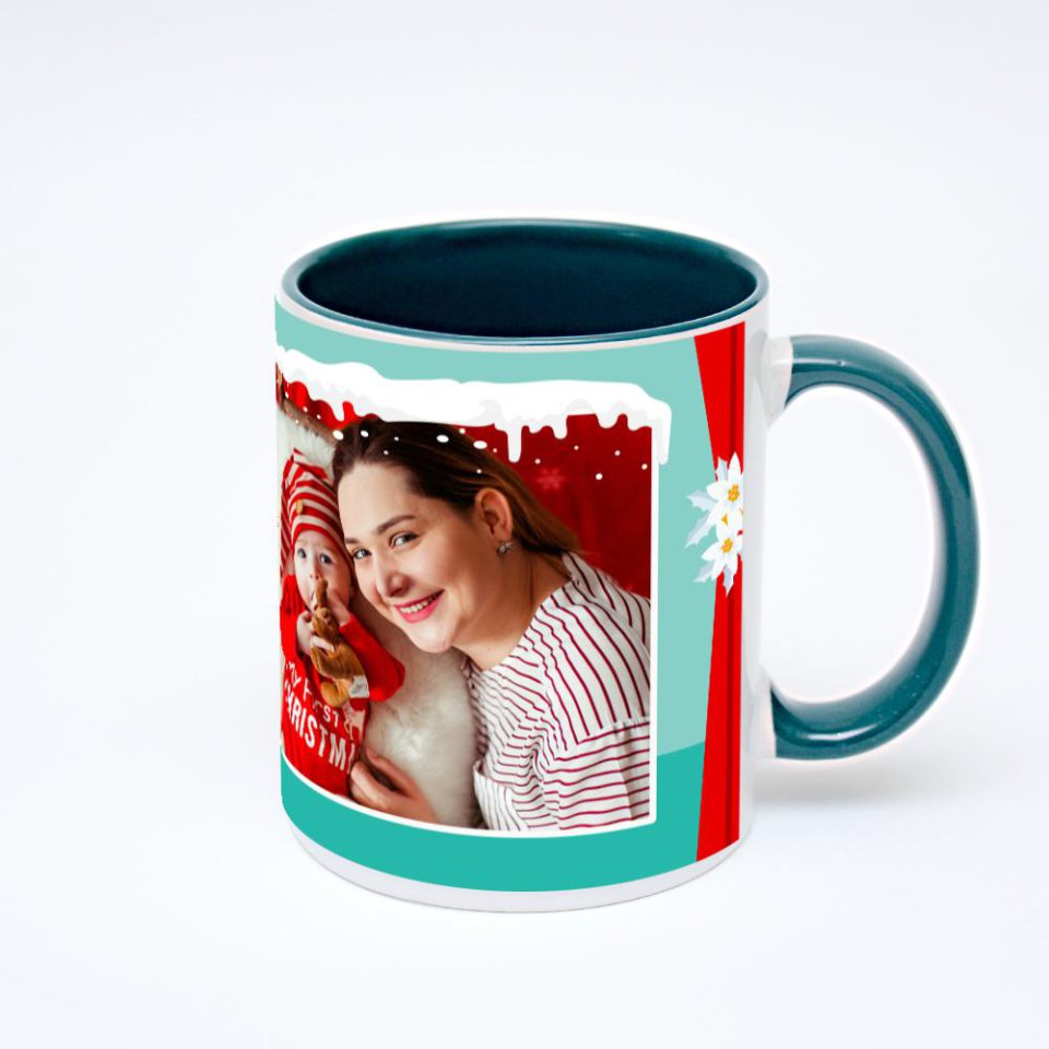 Зелёная кружка с фотопечатью