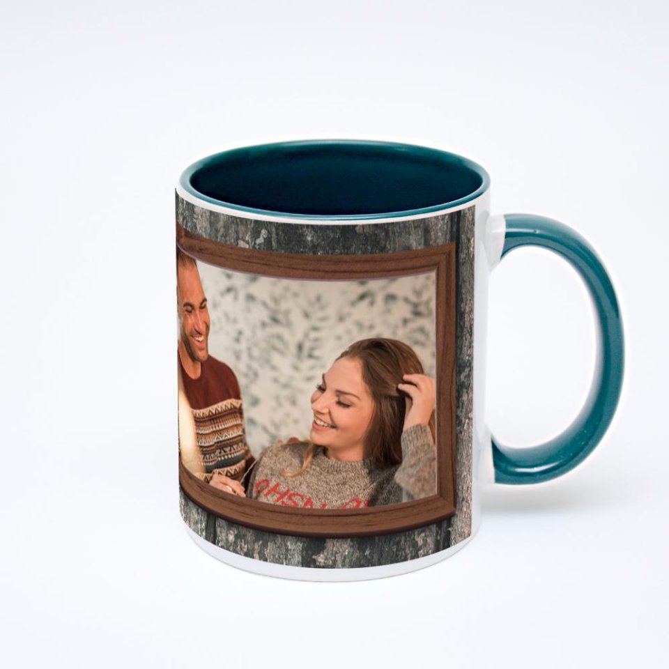 Зелёная кружка с фотопечатью