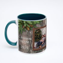 Зелёная кружка с фотопечатью