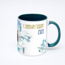 Зелёная кружка с фотопечатью