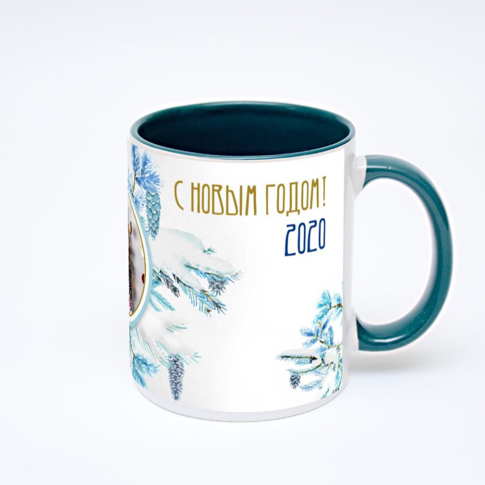 Зелёная кружка с фотопечатью