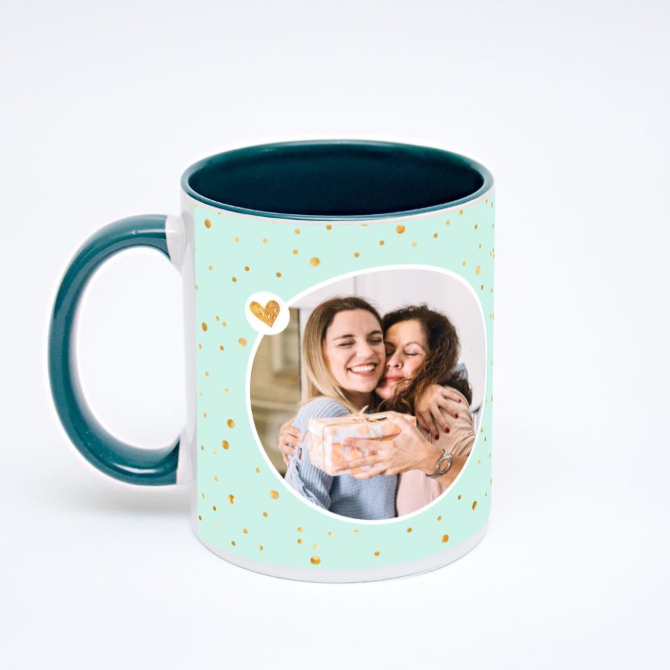 Зелёная кружка с фотопечатью