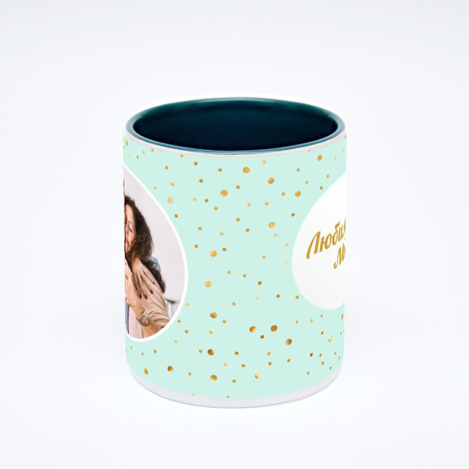 Зелёная кружка с фотопечатью
