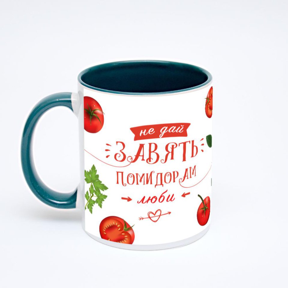 Зелёная кружка с фотопечатью