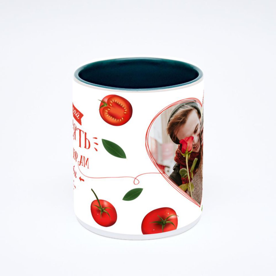 Зелёная кружка с фотопечатью