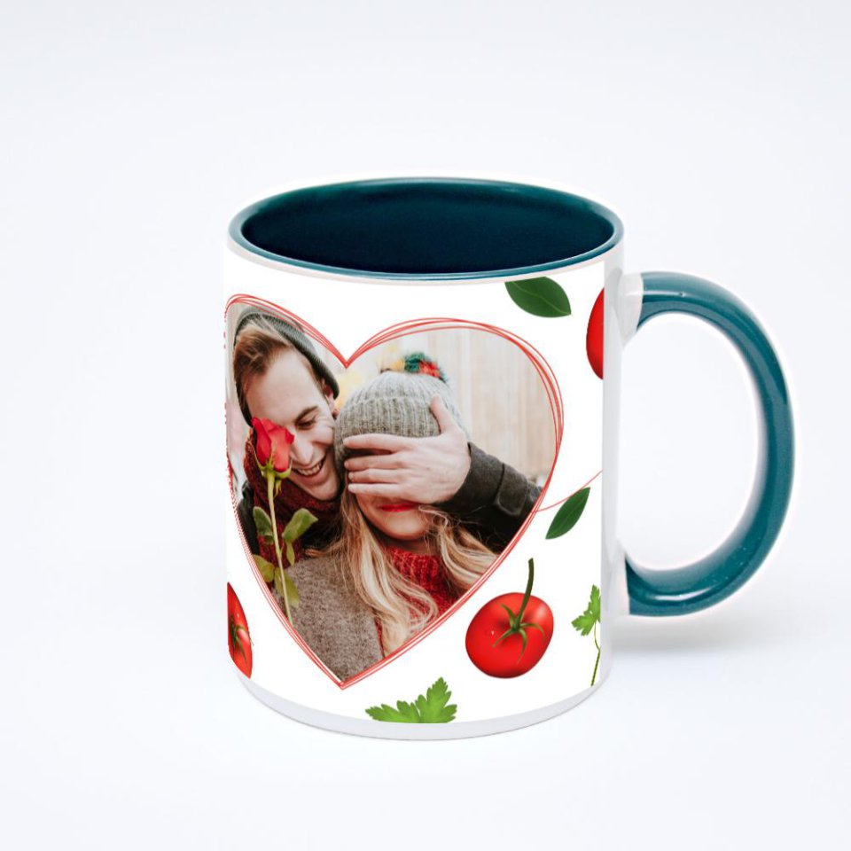 Зелёная кружка с фотопечатью