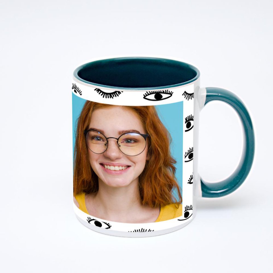 Зелёная кружка с фотопечатью