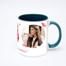 Зелёная кружка с фотопечатью