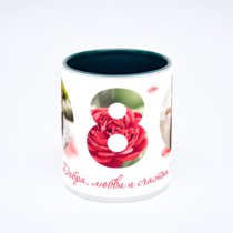 Зелёная кружка с фотопечатью