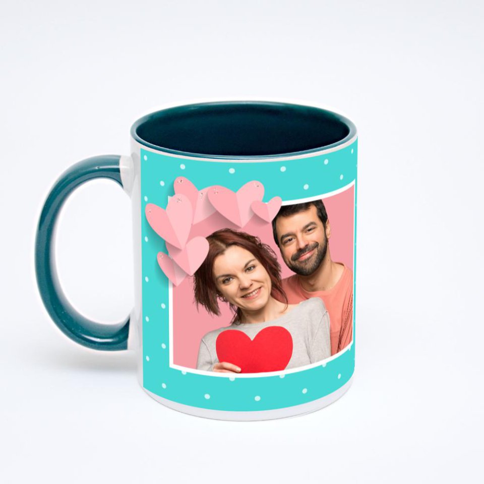 Зелёная кружка с фотопечатью