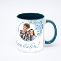 Зелёная кружка с фотопечатью