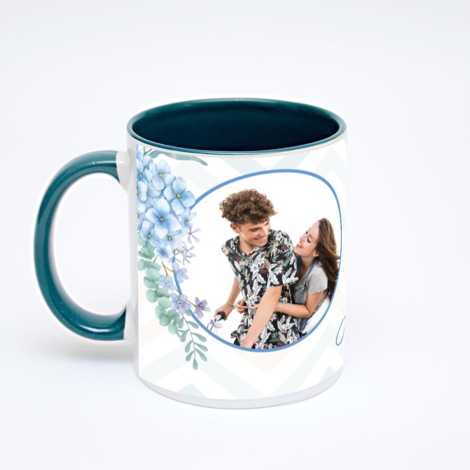 Зелёная кружка с фотопечатью