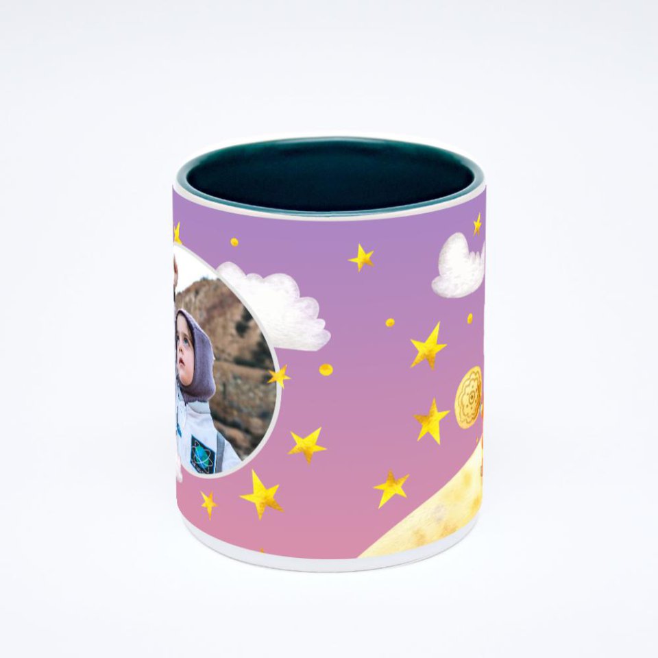 Зелёная кружка с фотопечатью