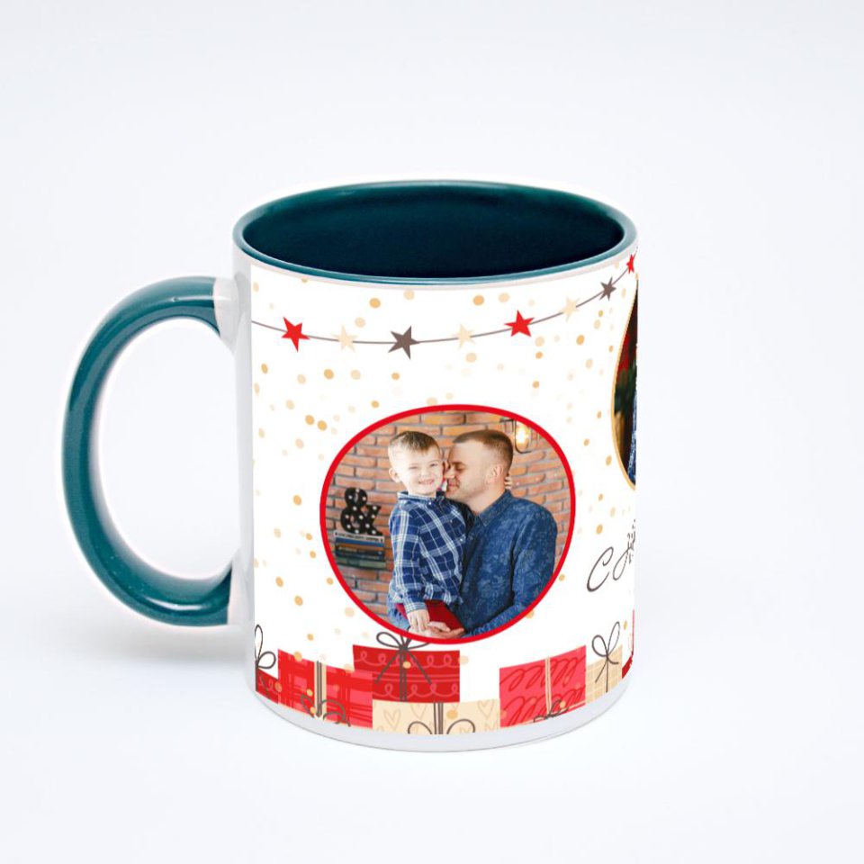 Зелёная кружка с фотопечатью