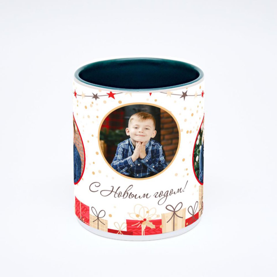 Зелёная кружка с фотопечатью