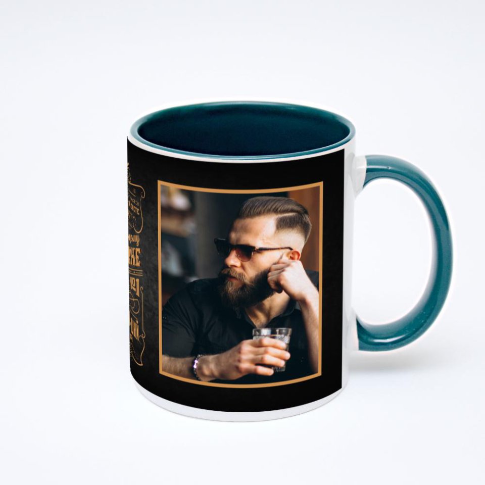 Зелёная кружка с фотопечатью