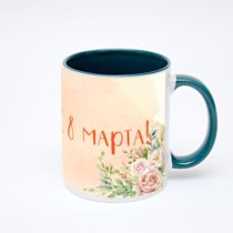 Зелёная кружка с фотопечатью