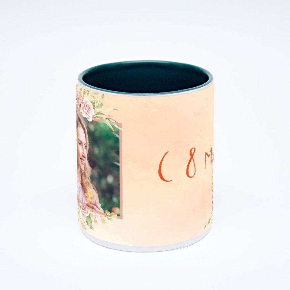 Зелёная кружка с фотопечатью