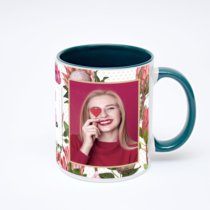 Зелёная кружка с фотопечатью