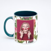 Зелёная кружка с фотопечатью