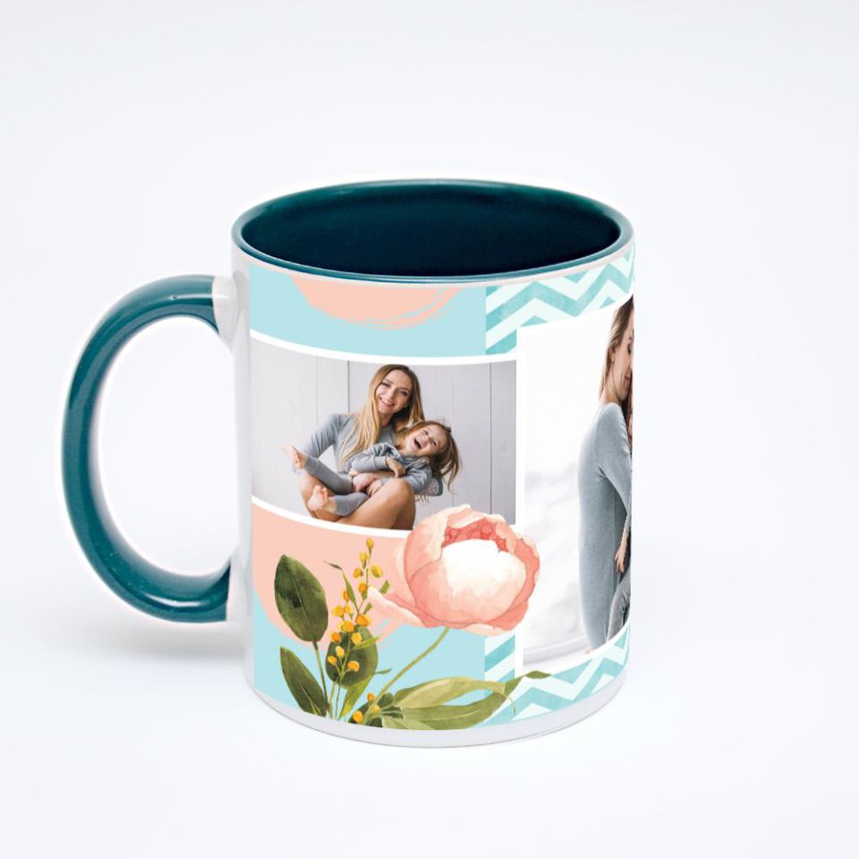 Зелёная кружка с фотопечатью