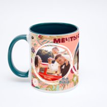 Зелёная кружка с фотопечатью