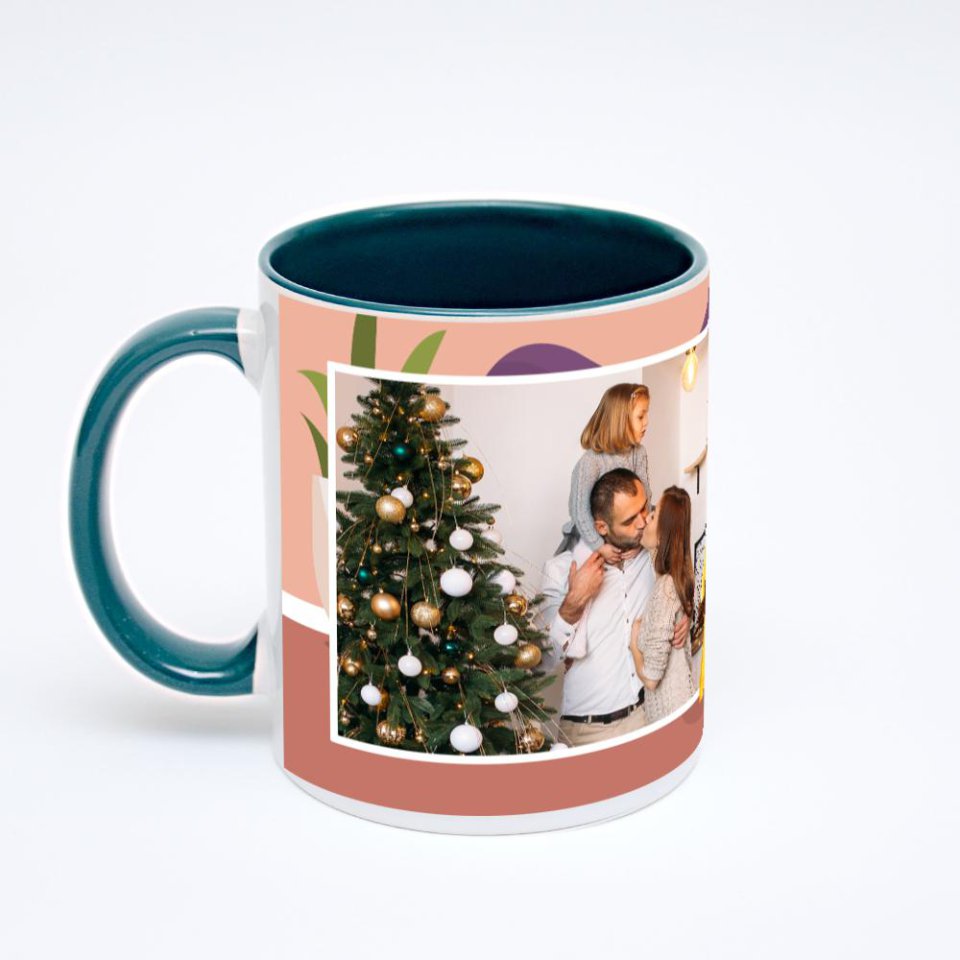 Зелёная кружка с фотопечатью