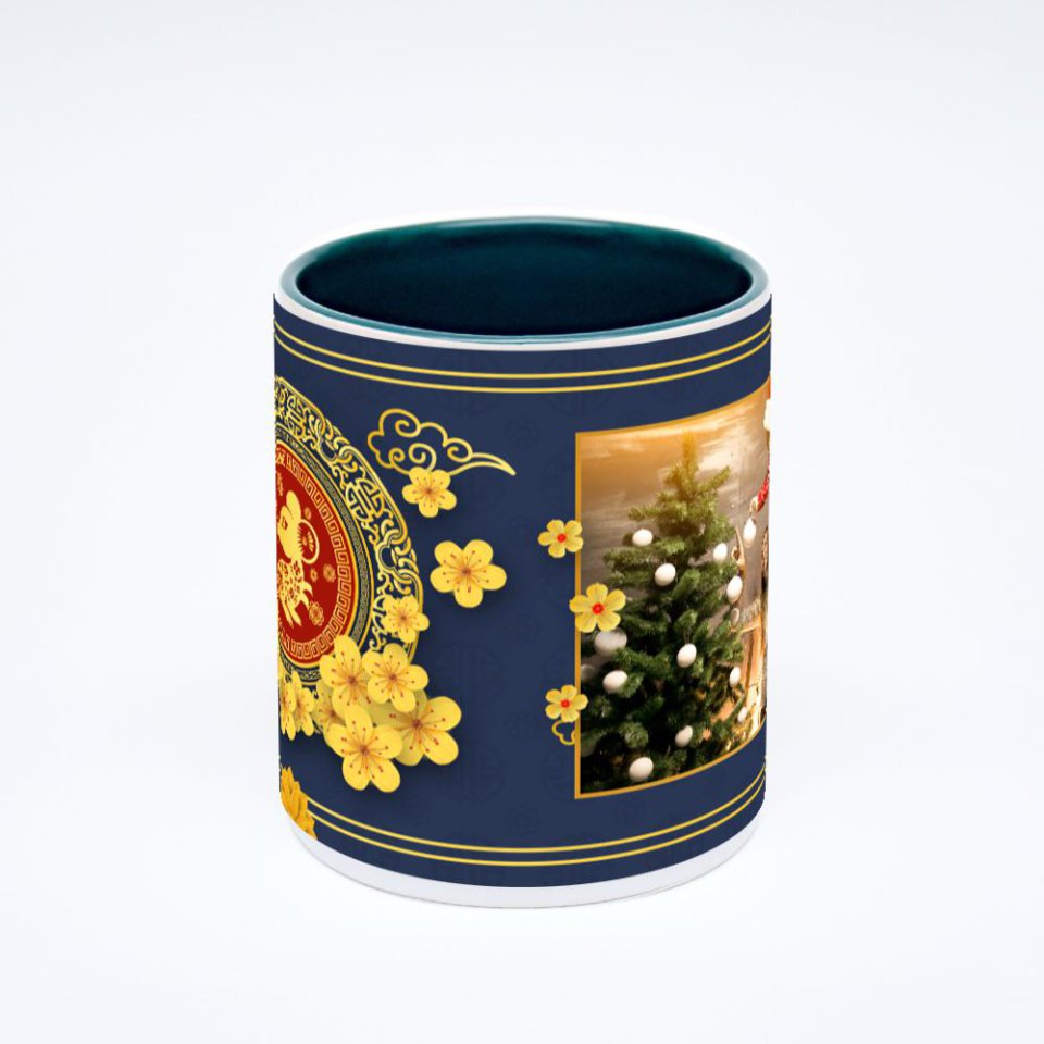 Зелёная кружка с фотопечатью