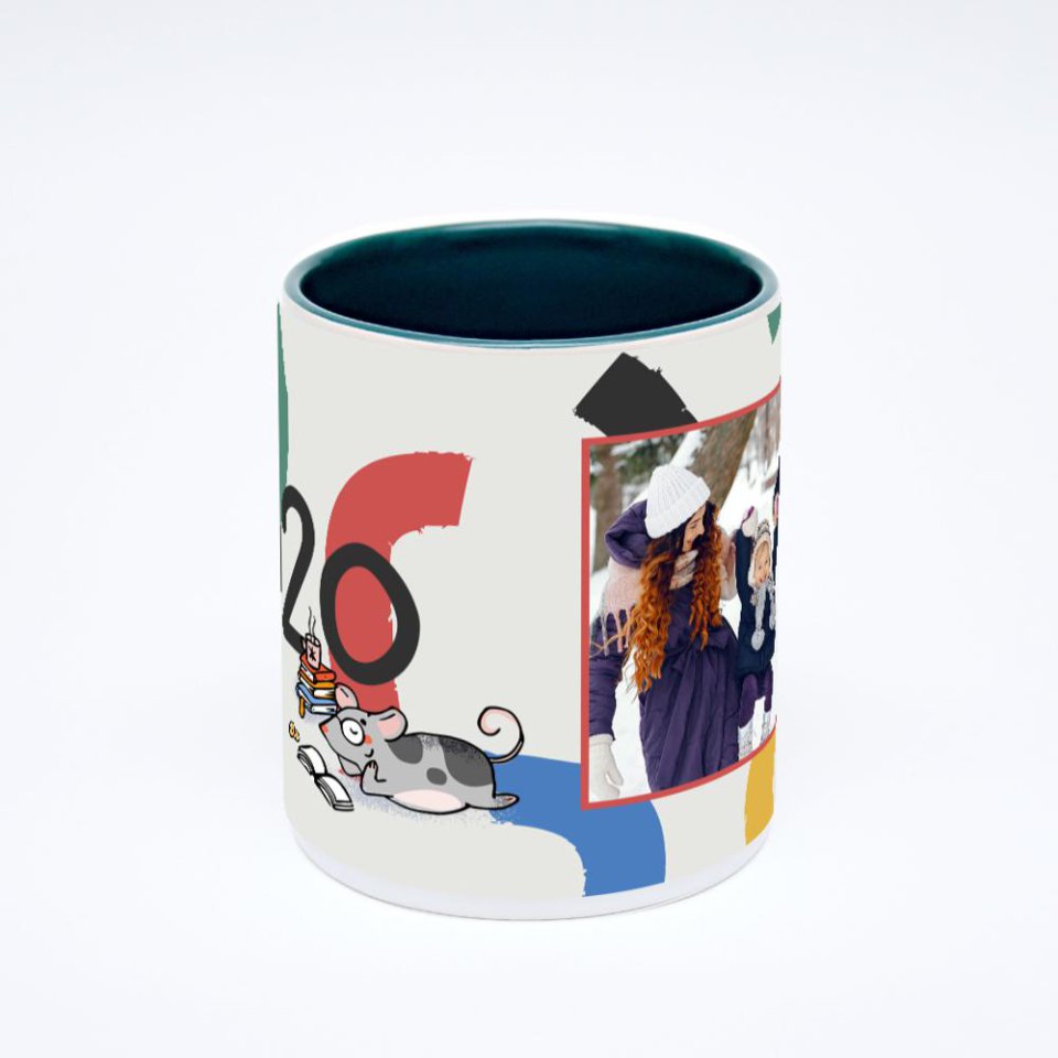 Зелёная кружка с фотопечатью