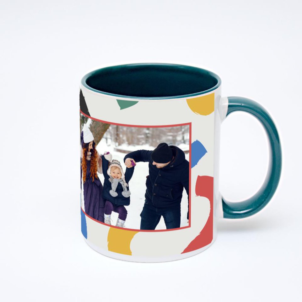 Зелёная кружка с фотопечатью