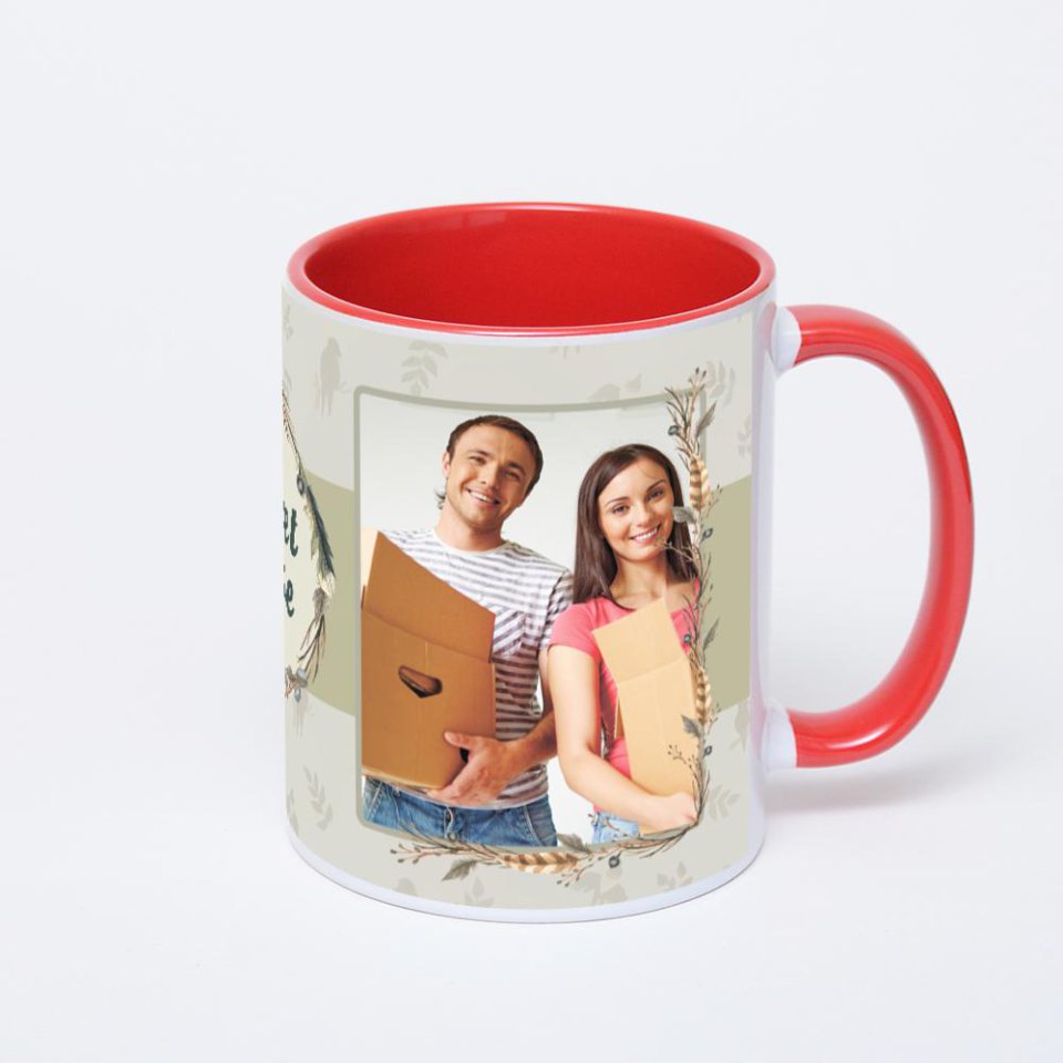 Красная кружка с фотопечатью