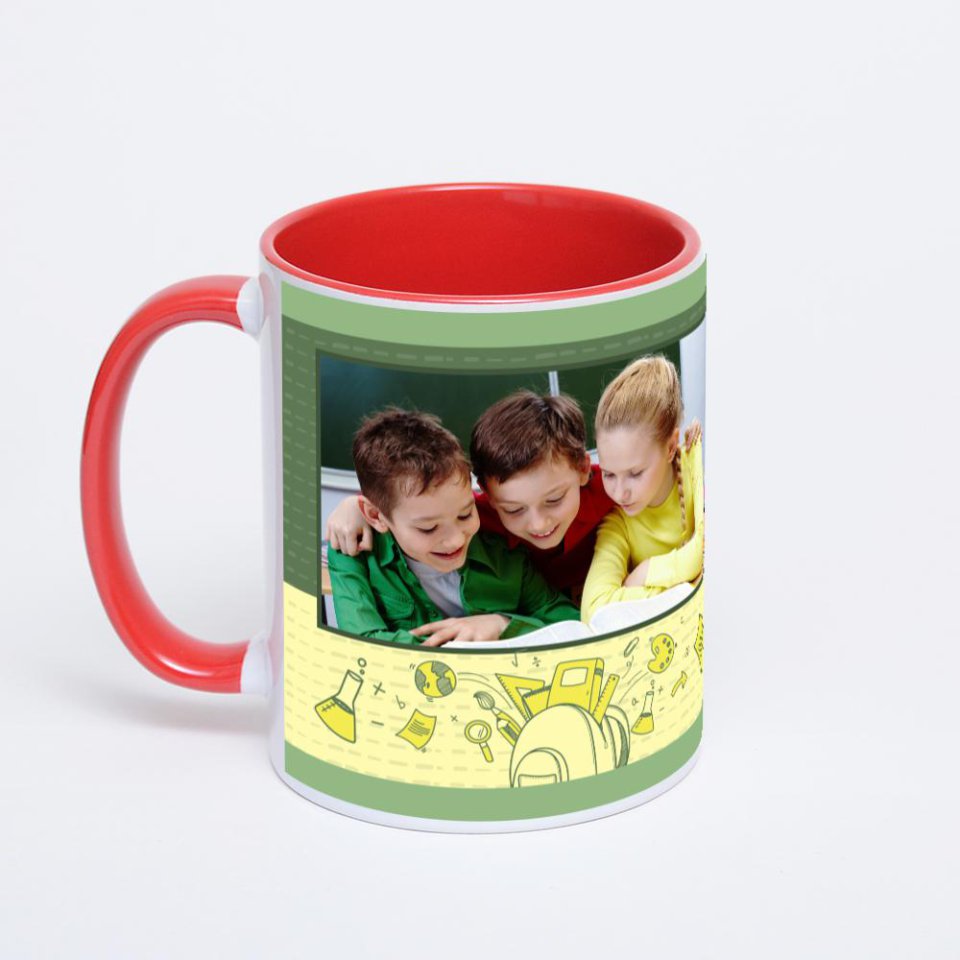 Красная кружка с фотопечатью