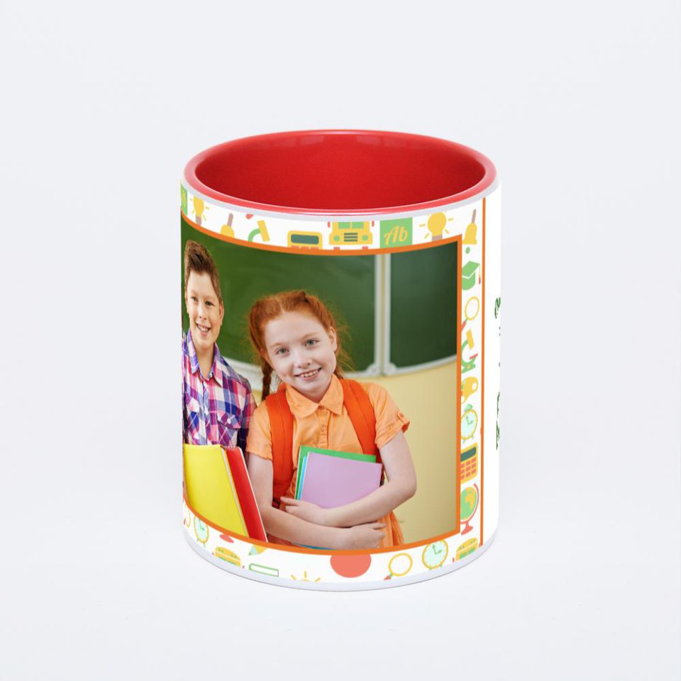 Красная кружка с фотопечатью